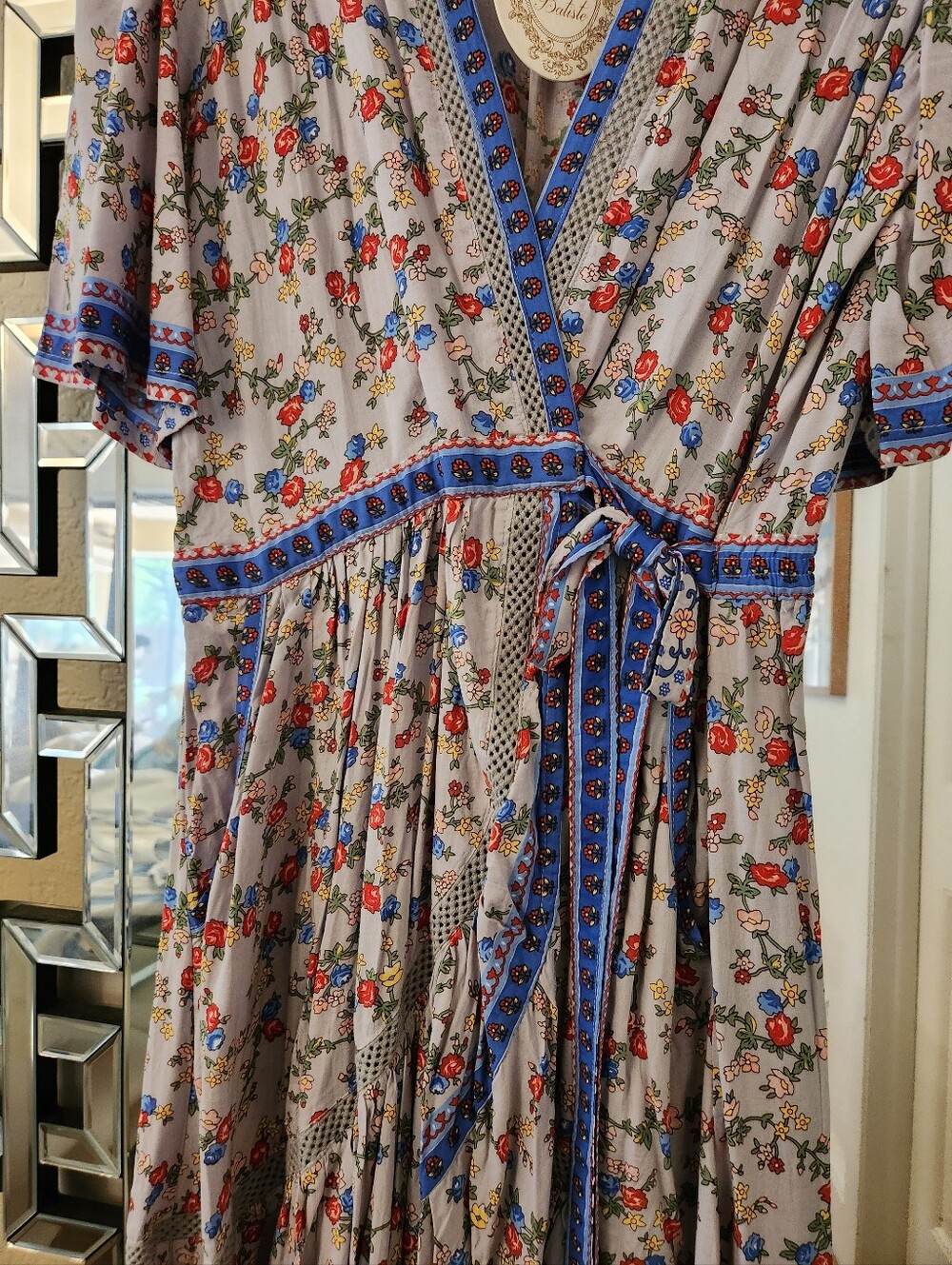Tulle and Batiste Blue Floral Maxi Wrap Dress - Picture 7 of 11